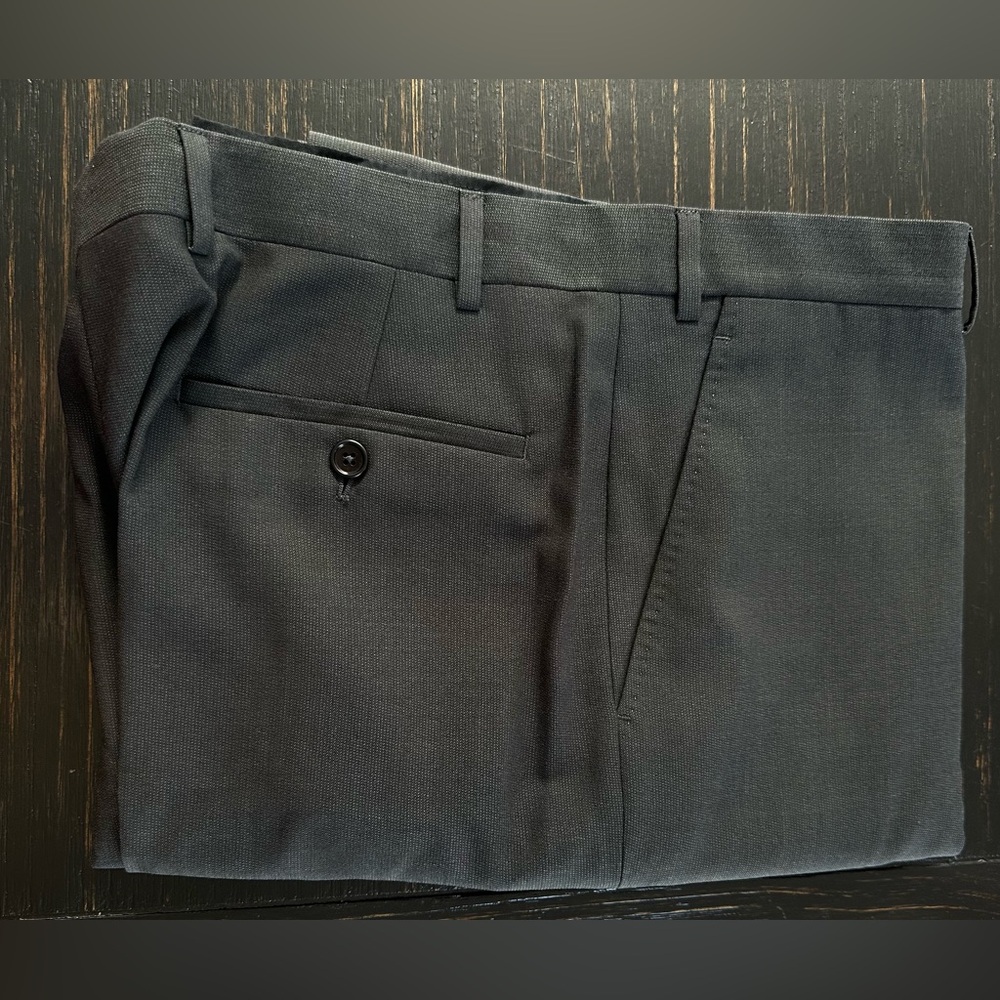 Armani Collezioni Charcoal Flat Front Men's Dress Pants